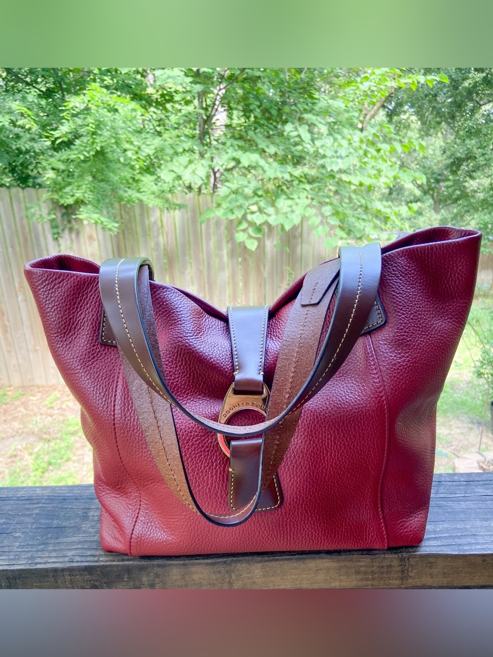 Dooney & Bourke Derby East/West Pebbled Leather Tote -Red Shoulder Bag Old Money - Picture 3 of 16